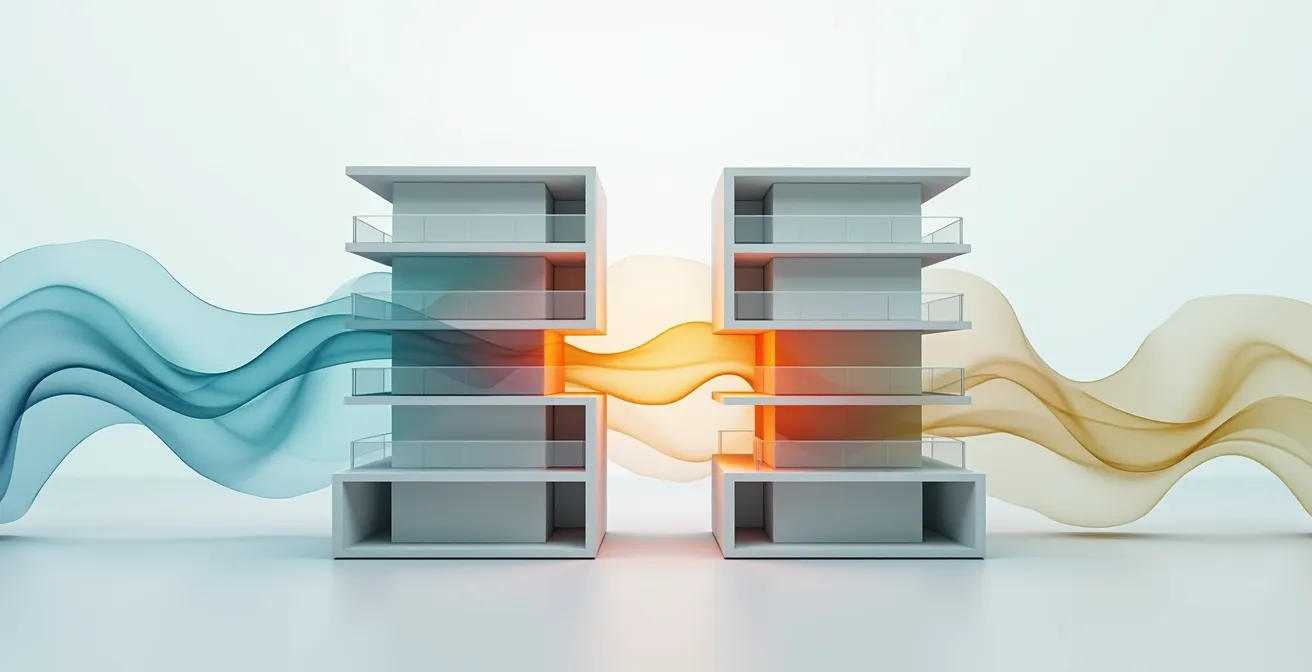 Visualización de interferencias entre canales WiFi en edificio de apartamentos