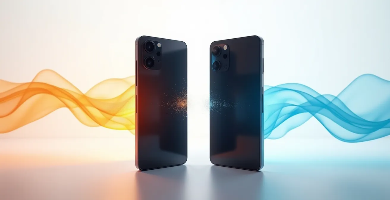 Comparación visual del consumo energético entre modo oscuro y claro en pantallas OLED