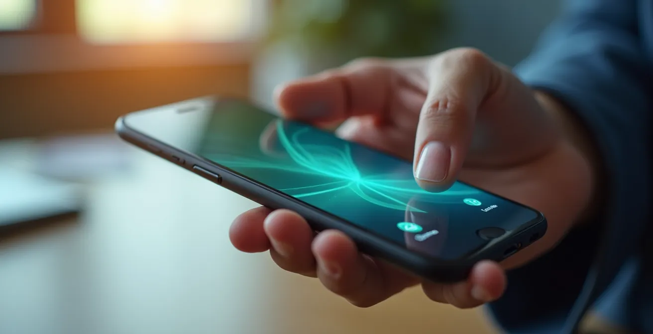 Mano ajustando configuraciones avanzadas en un teléfono Android