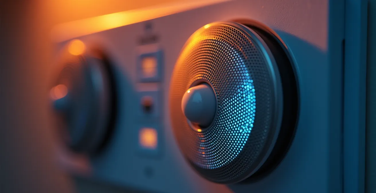 Detalle macro de sensores inteligentes para ahorro energético