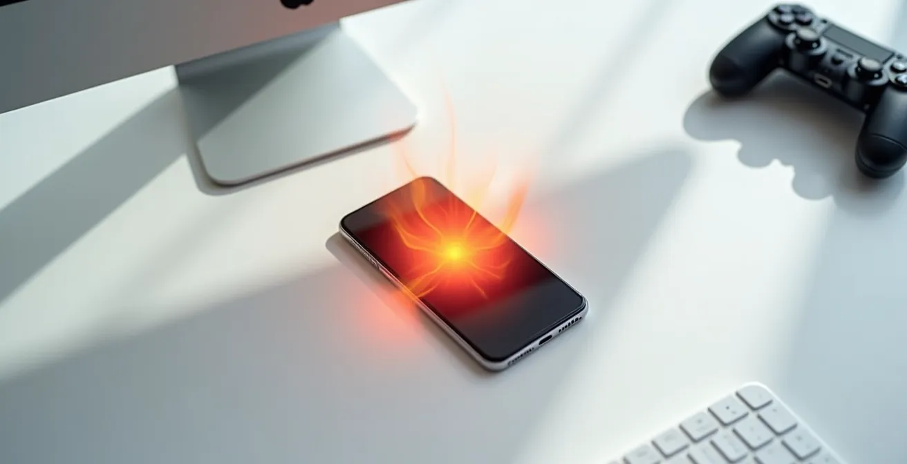 Móvil gaming mostrando gradiente térmico durante carga y uso simultáneo
